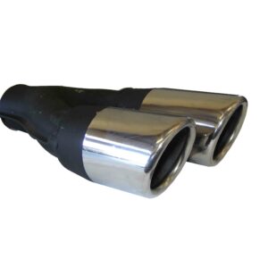 63mm Angle Cut Rolled Edge Twin Tailpipe